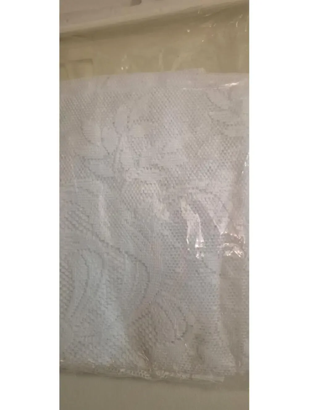 Hofmann Laces RIBBONS & BOWS White Lace One Tier Curtain & Valance Set 60” Wide